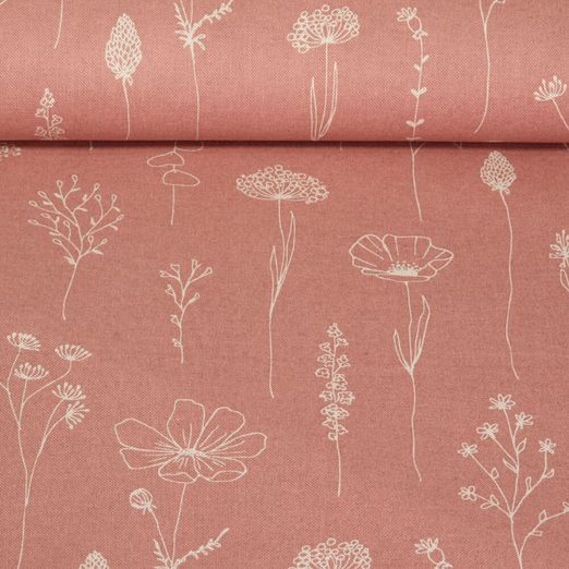 Toile canevas - Fleurs Vieux rose