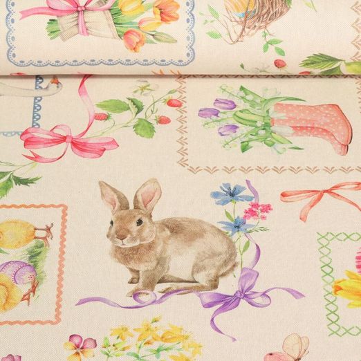 Baumwoll-Canvas - Ostern Leinenlook Beige 