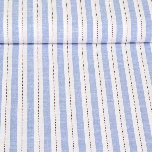 Coton - Duo de rayures teintées dans la masse Blanc Bleu