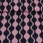 Viscose EcoVero - Vagues rétro Bleu marine foncé
