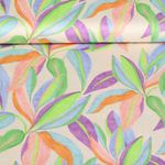 Baumwoll-Satin - Digitaldruck Bunte Blätter Rosa