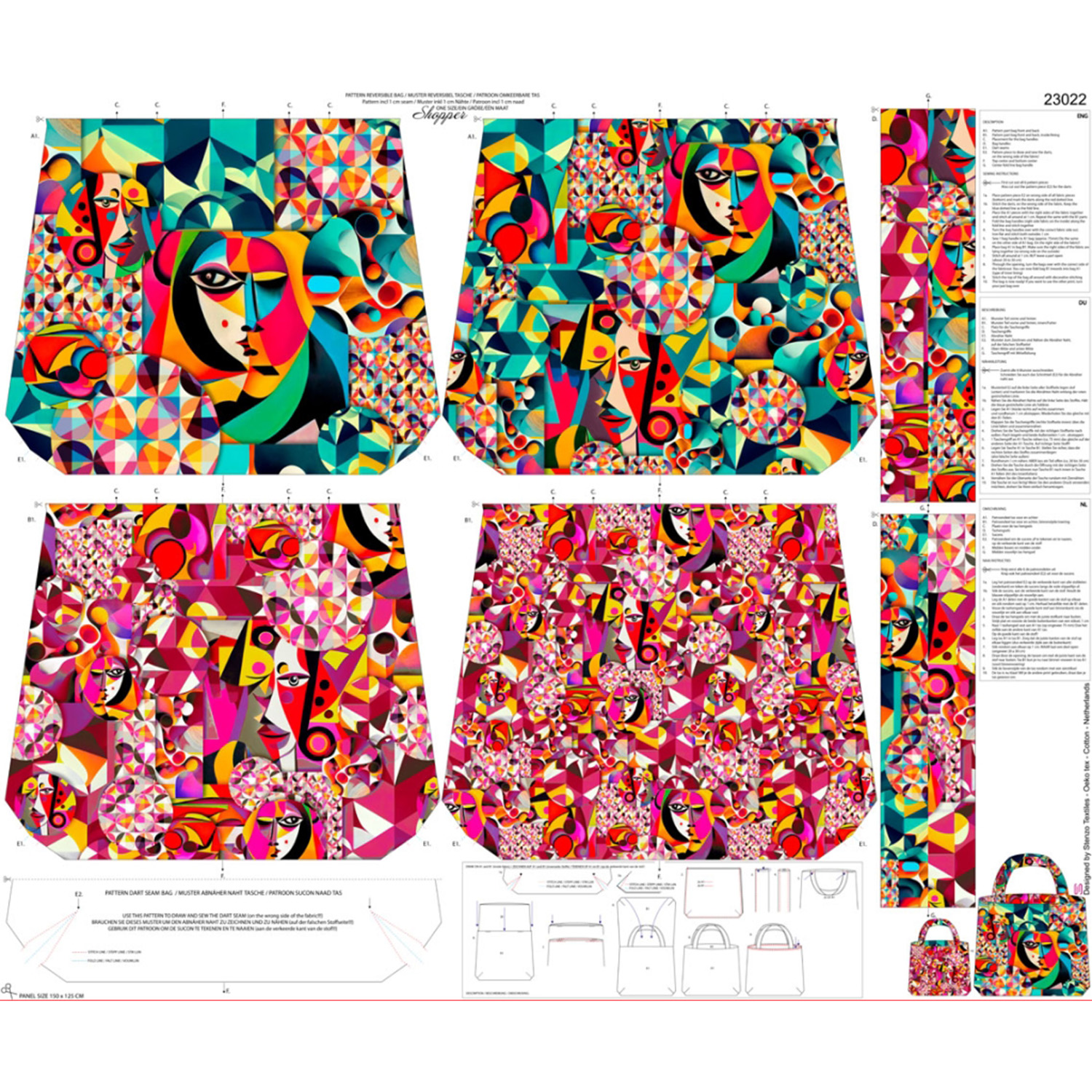 Canvas Panel - Digitaldruck Shopper Bag Multicolor-0 Canvas Panel - Digitaldruck Shopper Bag Multicolor-0