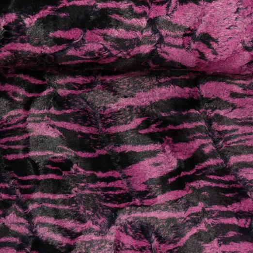 Fausse fourrure - Structure tigrée Noir Myrtille