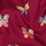 Bomulls-poplin - Fjärilar med folieprint i bärfärg