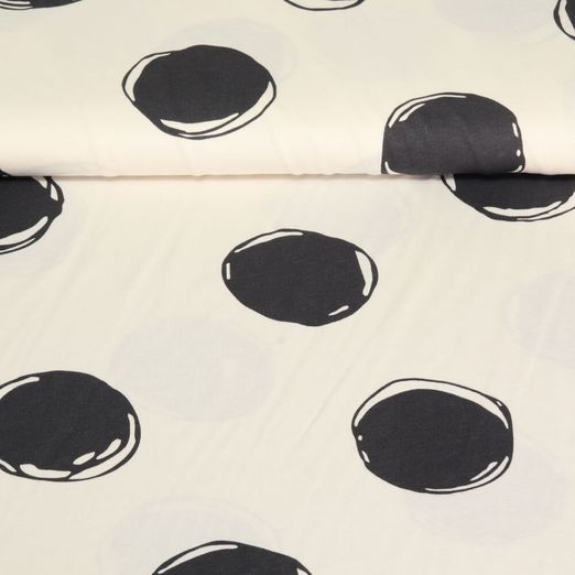 Jersey Sanetta - Gros pois Mélange Ecru Noir