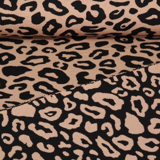 Sweat bio Jacquard double face - Hamburger Liebe Léopard Marron Noir