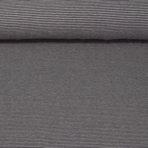 Jersey Sanetta Teinté dans la masse - Rayures Anthracite Blanc