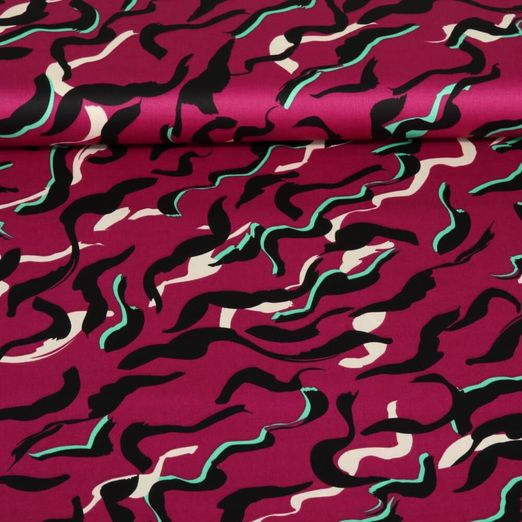 Satin de coton - Mélange de motifs Violet