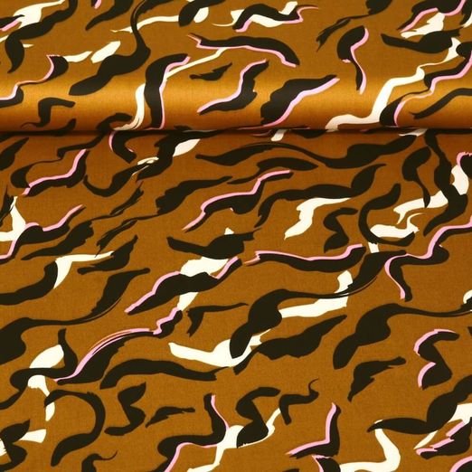 Satin de coton - Mélange de motifs Ocre