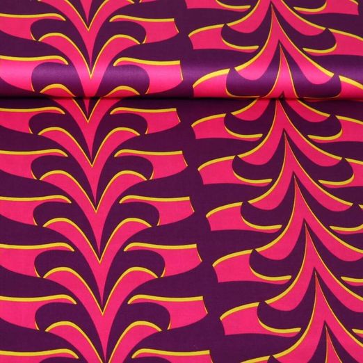 Satin de coton - Abstrait Aubergine