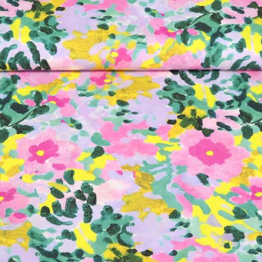 Viscose EcoVero - Impression digitale Fleurs peintes Multicolore