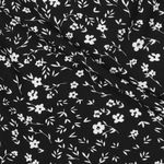 Tessuto per bluse e vestiti - fiori sparsi stretch nero bianco Tessuto per bluse e vestiti - fiori sparsi stretch nero bianco