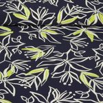 Tissu robes et blouses stretch - Fleurs Bleu marine foncé