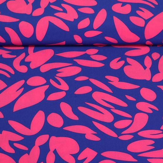 Tissu robes et blouses - Feuilles abstraites Bleu
