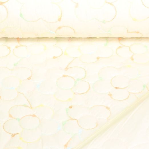 Tissu matelassé pour veste - Fleurs matelassées Ecru Ouatiné