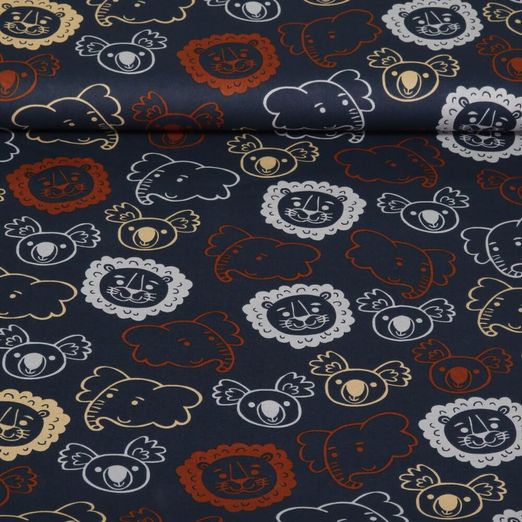 Baumwoll-Popeline - Safaritiere Navy