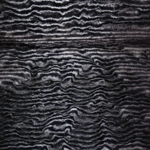 Fausse fourrure - Rayures Noir Gris argenté