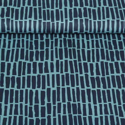 Popeline de coton - Tissu coordonné Barres Bleu