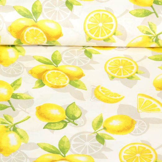 Coton enduit - Citrons Blanc