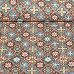 Cretonne de coton - Fleurs orientales Orange