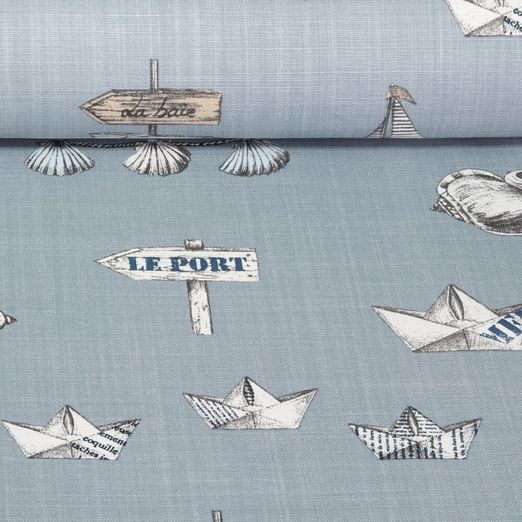 Baumwoll Canvas - Maritim Hafen Blau