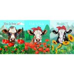 Panneau de Canevas - Vaches heureuses Multicolore Panneau de Canevas - Vaches heureuses Multicolore