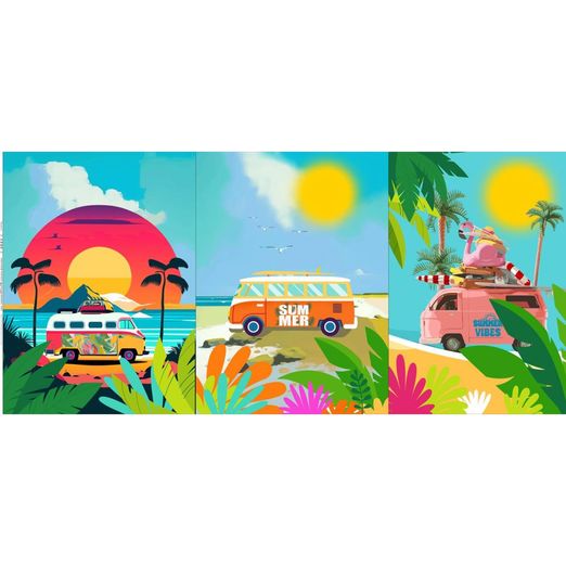 Panneau de Canevas - Camps de vacances Multicolore Panneau de Canevas - Camps de vacances Multicolore
