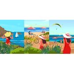 Panneau de Canevas - Journée à la plage Multicolore Panneau de Canevas - Journée à la plage Multicolore