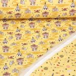 Tissu matelassé - Babystepp double face Tipi et ours Jaune