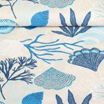 Cretonne de coton - Coquillages et coraux Gris Bleu