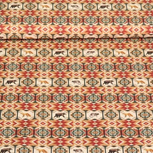 Popeline de coton - Motifs africains Animaux Marron Multicolore