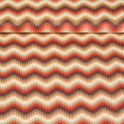 Popeline de coton - Motifs africains Zigzag Marron Multicolore