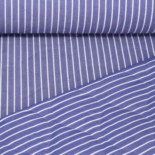 Gesteppter Jackenstoff - Streifen Sommerstepp Doubleface Blau