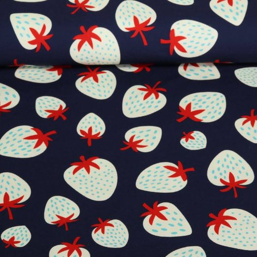 Toile canevas bio - Hamburger Liebe Impression digitale Picknick Strawberries Bleu marine foncé