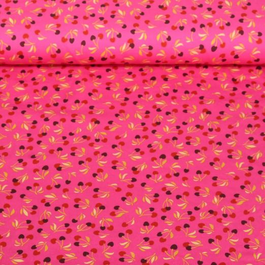 Bio Baumwoll-Satin - Hamburger Liebe Digitaldruck Picknick Cherries Pink
