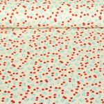 Raso de algodón orgánico - estampado digital cerezas de picnic crudo