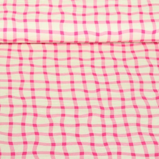Mousseline bio lisse - Hamburger Liebe Impression digitale Picknick Check Rose vif