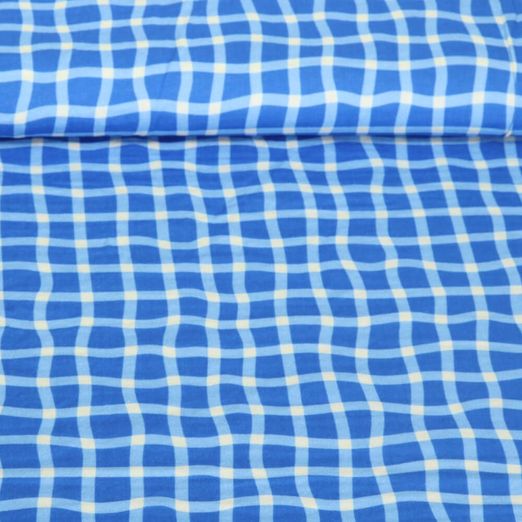 Bio Musselin Glatt - Hamburger Liebe Digitaldruck Picknick Check Blau