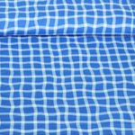 Organický mušelín Smooth - digitální potisk Check Blue