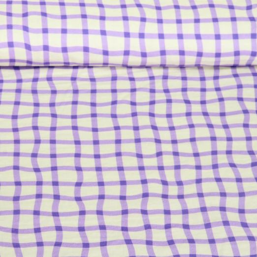 Mousseline bio lisse - Hamburger Liebe Impression digitale Picknick Check Violet