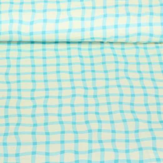 Mousseline bio lisse - Hamburger Liebe Impression digitale Picknick Check Turquoise