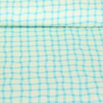 Organický mušelín hladký - digitální tisk Picnic Check Turquoise