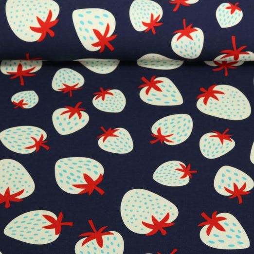 Bio Sommersweat - Hamburger Liebe Digitaldruck Picknick Strawberries Navy