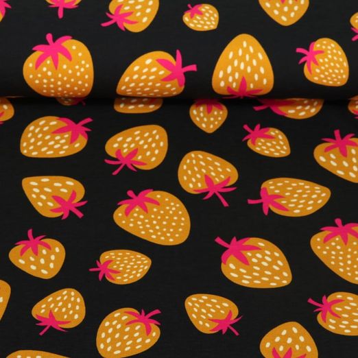 Bio Sommersweat - Hamburger Liebe Digitaldruck Picknick Strawberries Schwarz