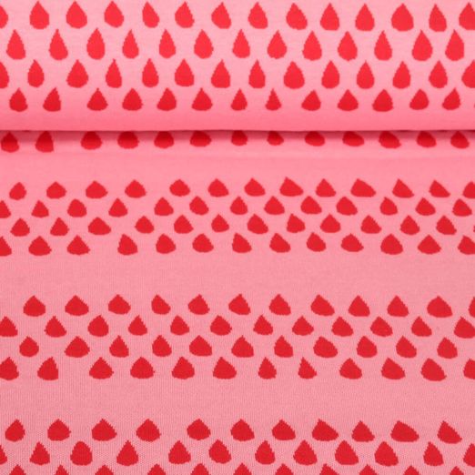 Jersey jacquard bio - Hamburger Liebe Picknick Drops Rose Rouge