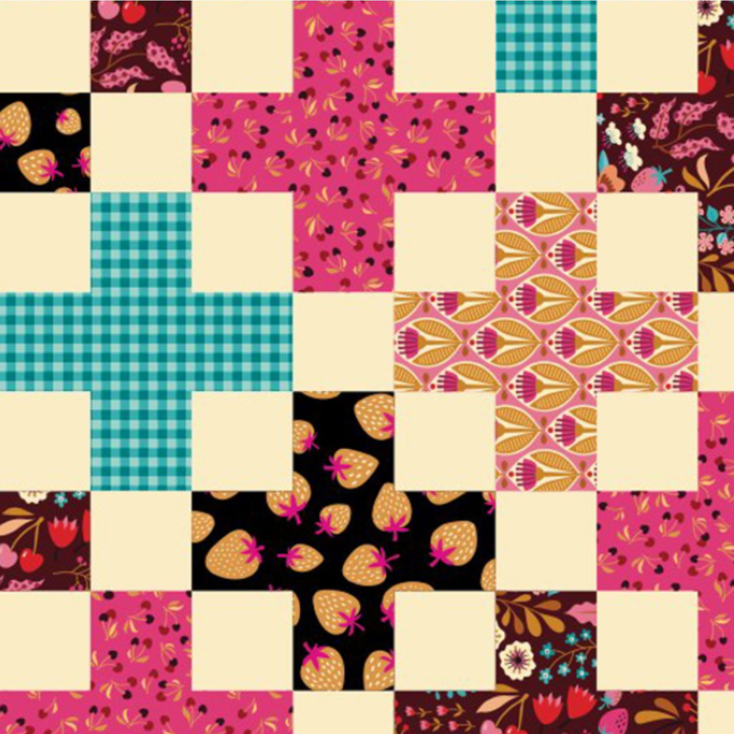Bio Baumwoll-Popeline Panel - Hamburger Liebe Picknick Cheater Quilt Schwarz-1 Bio Baumwoll-Popeline Panel - Hamburger Liebe Picknick Cheater Quilt Schwarz-1