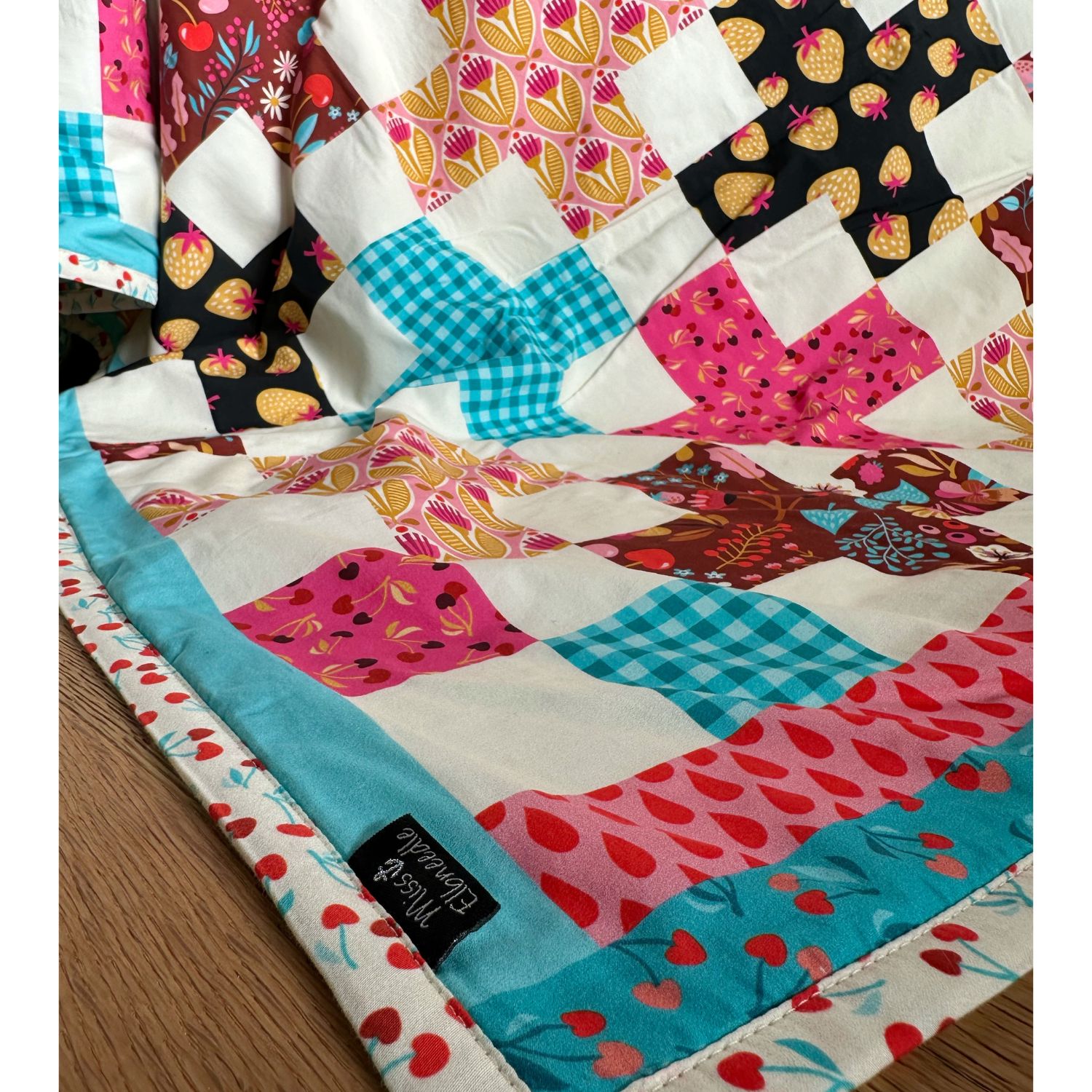 Bio Baumwoll-Popeline Panel - Hamburger Liebe Picknick Cheater Quilt Schwarz-3 Bio Baumwoll-Popeline Panel - Hamburger Liebe Picknick Cheater Quilt Schwarz-3
