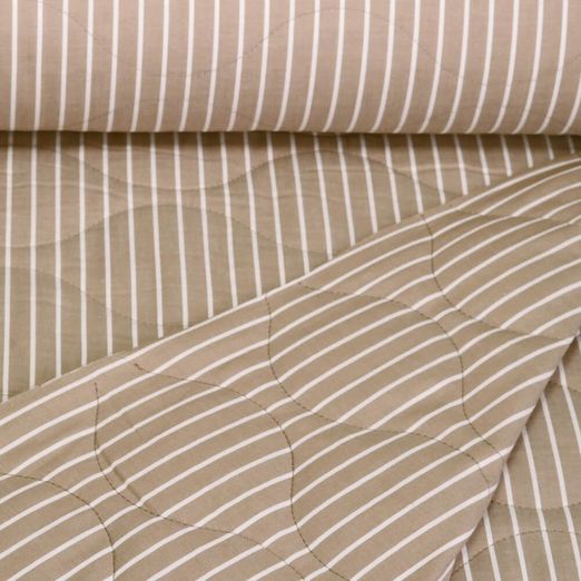 Tissu matelassé pour veste - Rayures double face Sable