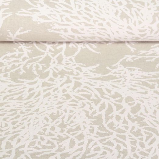 Toile canevas aspect lin - Coraux Beige Gris