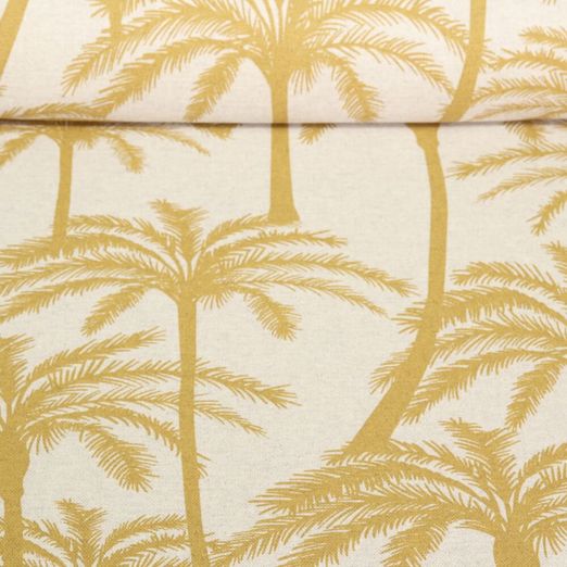Canvas - Palmen Leinenlook Beige Ocker